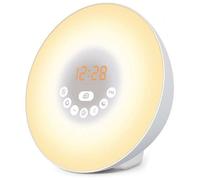 Réveil Simulateur d'Aube et de Crépuscule - Lumière d'Éveil, Ambiance Couleur Changeante, Veilleuse, Radio FM - 1 Pièce