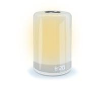 mooov 477372 Réveil Simulateur d'Aube Progressif et Lumineux Multicolore - 5 Mélodies Alarme pour Réveil en Douceur - Affichage Heure désactivable - Alimentation port USB-C - Blanc