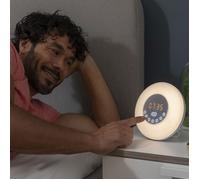 InnovaGoods® Alarme simulateur de Lever de Soleil, Horloge numérique 12 Sons préréglés, Horloge lumière Naturelle, numérique Radio, Commande Tactile, 3 Modes d'éclairage, 6 Couleurs