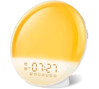 REVEIL SIMULATEUR D'AUBE Lampe Réveil Enfant avec Simulation de Lever Coucher,Radio Réveil Lumineux avec 2 Alarmes,Snooze,7 Sons N