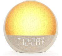 Réveil Simulateur d'Aube Lumineux - 7 Sonneries & 30 Sons Naturels, Veilleuse 11 Couleurs - Minuteur/Snooze pour Tous Âges