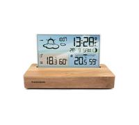 Réveil station météo - - Bois clair - Affichage température, Hygrométrie, Double alarme, USB-C, Sonde sans fil