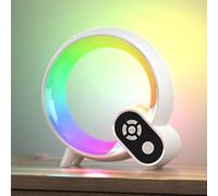 Réveil Sunrise avec 14 Modes D'éclairage et 15 Sons pour S'endormir, Lampe Rythmique Activée par Le Son, Veilleuse Portable pour Prendre Soin De Vos Yeux Dans Votre Chambre(White)