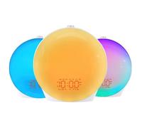 Réveil Sunrise Numérique à Lumière RGB avec 8 Sons Naturels 14 Modes d'Eclairage Radio FM Simulation Aube et Crépuscule Fonction
