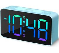 Réveil super puissant pour adultes, horloge numérique avec veilleuse 7 couleurs, variateur, bleu + RVB