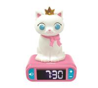 Lexibook, Réveil Veilleuse Chat, Figurine lumineuse, Choix de 6 alarmes, 6 effets sonores, Écran rétro-éclairé, Horloge, Snooze, Blanc/Rose - RL800KT