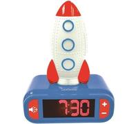 Réveil veilleuse digital LEXIBOOK - Fusée - 3D lumineux et sonore - Bleu, blanc et rouge - Enfant