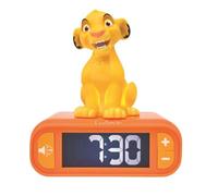 Lexibook, Disney Le Roi Lion, Réveil veilleuse Simba, Sons et mélodies, Ecran LCD rétro-éclairé, Lumineux, Snooze, Jaune/Orange, RL800AN