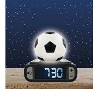 Lexibook, Football, Réveil Veilleuse Ballon de Foot, Figurine Lumineuse, Choix de 6 alarmes, 6 Effets sonores, Écran rétro-éclairé, Horloge, Snooze, Noir/Blanc, RL800FO