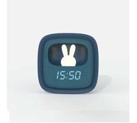 MOB - MOBILITY ON BOARD Réveil et Veilleuse pour Enfant Billy Clock - Motif Lapin - Face Avant Tissu - Cadre Plastique Soft-Touch - Programmation de la Date, de l'Heure et de 3 Alarmes (Bleu)