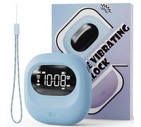 Reveil Vibrant pour Gros Dormeur - Réveil à Piles Rechargeables, Double, Éteint Automatiquement, Snooze, 12/24H, DST, Voyage, pour Sourds, Bleu