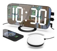 Réveil Vibrant sous l'Oreiller, Horloge Numérique pour Chambres avec Secoueur de Lit, Horloge de Chevet avec Ports de Chargement USB, Variateur, Fonction Répétition, Format 12/24H ( Color : Black )