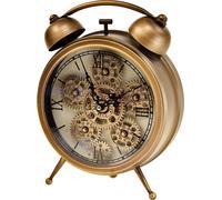 Réveil vintage steampunk avec chiffres romains, horloge de table aspect bronze 23x8x29,5cm