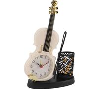 Réveil violon Retro Fashion Fonction taille-crayon Réveil de table Forme violon Réveil de chevet fantaisie pour mélomanes Blanc