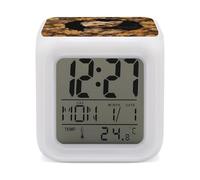 Réveil - Yorkshire Terrier in The Cave Alarme numérique LED avec veilleuse 7 couleurs, petit écran LED, horloge numérique, température et calendrier de voyage, horloges électroniques pour chambre à