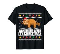 RÉVEILLE-Moi Quand C'est NOËL ! Meme Sloth Santa Ugly T-Shirt