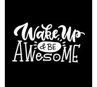 Réveille-toi et sois génial écrit à la main Stickers gravés 54.4x98.4cm Auto-adhésif Blanc