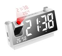 Réveillez-vous avec le projecteur - horloge numérique avec projection rotative à 180 ° | Horloge de bureau moderne avec écran LED HD au plafond, capteur de température intégré, réveil intelligent p
