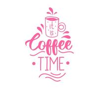 Réveillez-vous, c'est l'heure du café, pause café Stickers muraux 57.6x88cm Ne se décolle pas Rose