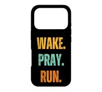 Réveillez-Vous. Priez. Courez. Prière de Course rétro Christian Faith Runner Coque pour iPhone 17 Pro