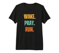 Réveillez-Vous. Priez. Courez. Prière de Course rétro Christian Faith Runner T-Shirt Haut de Gamme