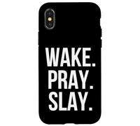 Réveillez-Vous. Priez. Tuez. Jolie Femme chrétienne prière Disant Coque pour iPhone X/XS