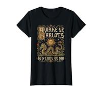 Réveillez-Vous, prostituées, il est Temps de pécher : drôles et sarcasmes médiévaux T-Shirt Graphique avec Valeur, Femme, Noir, L
