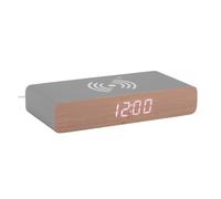 Réveils - Karlsson : Réveil Rétro Flat Karlsson affichage led chargeur à induction coque en bois - Gris