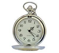 Réveils lumière du jour avec chaîne pour papa, cadeau pour collier, montre de poche rétro vintage pour grand-père, horloge de voyage (doré, taille unique)