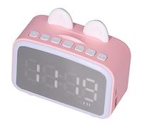 Réveils Numériques avec Haut-Parleur pour Enfants, Radio FM Numérique avec Affichage LED, Luminosité Réglable pour Le Bureau de la Chambre (Rose)