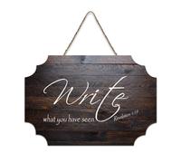 Revelation 1:19 Write What You Have Seen Panneau de bienvenue en bois rustique pour porte d'entrée, décoration murale, style rustique shabby chic, panneau en bois pour école, salle de classe, café