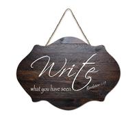 Revelation 1:19 Write What You Have Seen Plaque murale imprimée en bois rustique avec citations positives Affiche artisanale moderne Bureau Nouvelle décoration d'intérieur Cadeaux 15,2 x 25,4 cm
