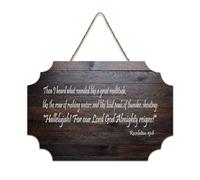 Revelation 19:6 Then I Heard What Sounded Like A Great Multitude, Like The Roar of Rushing Waters An Rustic Wood Hanging Sign For Living Bedroom Door Window Home 15,2 x 25,4 cm