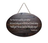 Revelation 19:6 Then I Heard What Sounded Like A Great Multitude Like The Roar of Rushing Waters An Hanging Print Wood Sign Rustic Wood Art Sign Poster Office New Home Decor 15,2 x 25,4 cm