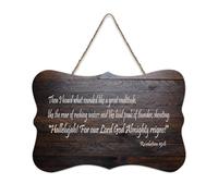 Revelation 19:6 Then I Heard What Sounded Like A Great Multitude, Like The Roar of Rushing Waters An Rustic Wood Welcome Sign for Front Porch Door Classroom Coffee Club Panneau en bois 15,2 x 25,4 cm