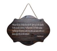 Revelation 2:17 Whoever Has Ears, Let Them Hear What The Spirit Says to The Churches - Panneau en bois imprimé rustique - Décoration murale en bois - 15,2 x 25,4 cm