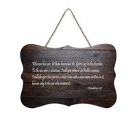 Revelation 2:17 Whoever Has Ears, Let Them Hear What The Spirit Says to The Churches - Panneau en bois imprimé rustique - Décoration murale en bois - 15,2 x 25,4 cm