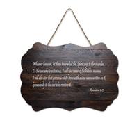 Revelation 2:17 Whoever Has Ears, Let Them Hear What The Spirit Says to The Churches Panneau en bois rustique à suspendre Décoration murale pour salon, chambre à coucher, porte, fenêtre, maison 15,2 x