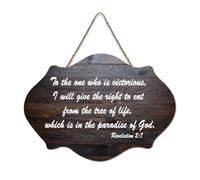 Revelation 2:7 to The One Who Is Victorious, I Will Give The Right to Eat from The Tree of Life, Whi Panneau mural en bois rustique à suspendre pour salon, chambre à coucher, porte, fenêtre, maison