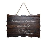 Revelation 21:7 Those Who Are Victorious Will Inherit All This, And I Will Be Their God And They Wil Panneau de bienvenue en bois rustique pour porte d'entrée de porche salle de classe Café Club