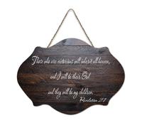 Revelation 21:7 Those Who Are Victorious Will Inherit All This And I Will Be Their God And They Wil Suspendu Panneau en Bois Rustique Décoration Murale en Bois Affiche Bureau Nouvelle Maison