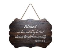 Revelation 22:14 Blessed Are Those Washed By The Lord Who Have The Right to The Tree of Life - Panneau en bois rustique - Décoration murale - 15,2 x 25,4 cm