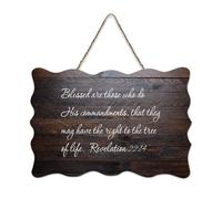 Revelation 22:14 Blessed Are Those Who Do His Commandments, That They May Panneau en bois 15,2 x 25,4 cm Décoration murale à suspendre pour porte d'entrée, salon, cuisine