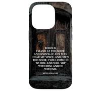 Revelation 3:20 I Stand at The Door and Knock - Jesus Quote Coque pour iPhone 14 Pro