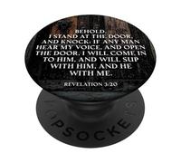 Revelation 3:20 I Stand at The Door and Knock - Jesus Quote PopSockets PopGrip Adhésif