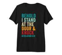 Revelation 3:20 I Stand at The Door and Knock - Jesus Quote T-Shirt Haut de Gamme