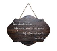 Revelation 3:3 Remember, So What You Have Received And Heard; Hold It Fast, And Repent Panneau de bienvenue en bois rustique pour porte d'entrée, porche, mur, école, salle de classe, café, club de