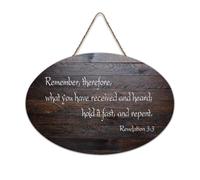 Revelation 3:3 Remember Therefore What You Have Received And Heard Hold It Fast And Repent - Panneau en bois rustique à suspendre - Décoration murale - 15,2 x 25,4 cm