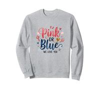 Révélation du Sexe Rose ou Bleu « We Love You Baby Celebration » Sweatshirt, Unisexe pour Adultes, Gris Chiné, S