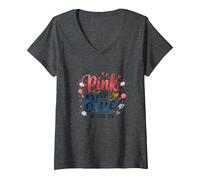 Révélation du Sexe Rose ou Bleu « We Love You Baby Celebration » T-Shirt avec Col en V, Femme, Chiné Foncé, XXL